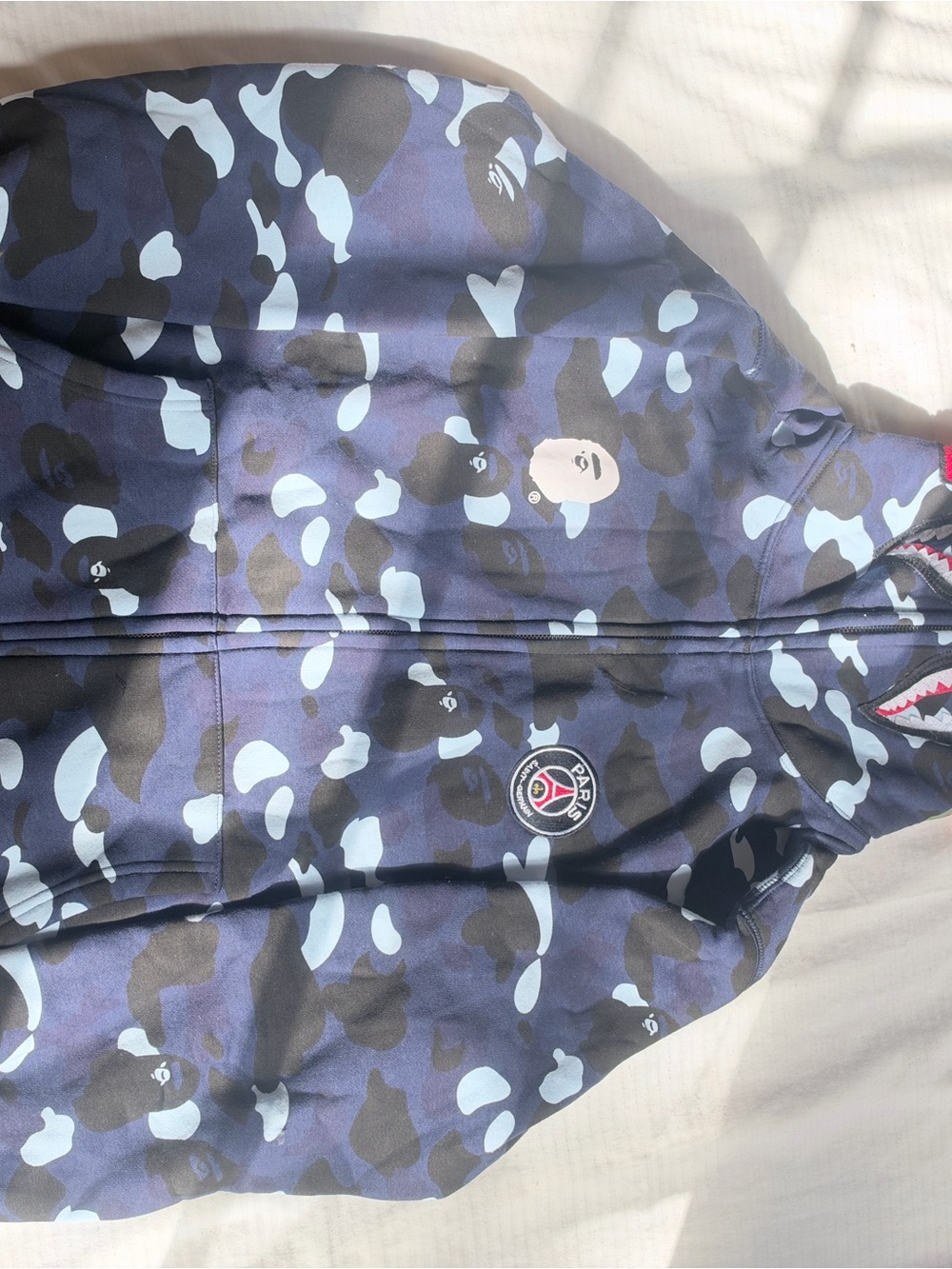 Bape x PSG Blue Camo Zip-Front Puffer Jacket